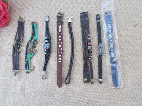 12Pcs Fashion Leatherette Tribe Bracelets Assorted - Click Image to Close
