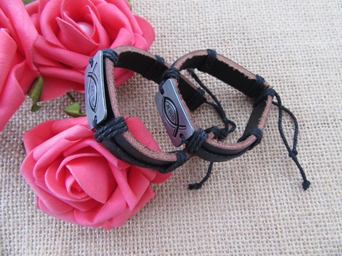 12Pcs Fashion Leather Tribe Drawstring Bracelets - Click Image to Close