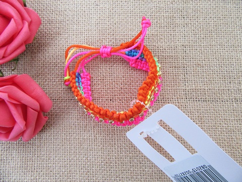 3Pcs Colorful Handmade Knitted Drawstring Bracelets - Click Image to Close