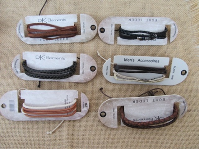 12Pcs Mutli Layer Fashion Leather Drawstring Bracelets Mixed 12Pcs Mutli Layer Fashion Leather Drawstring Bracelets Mixed