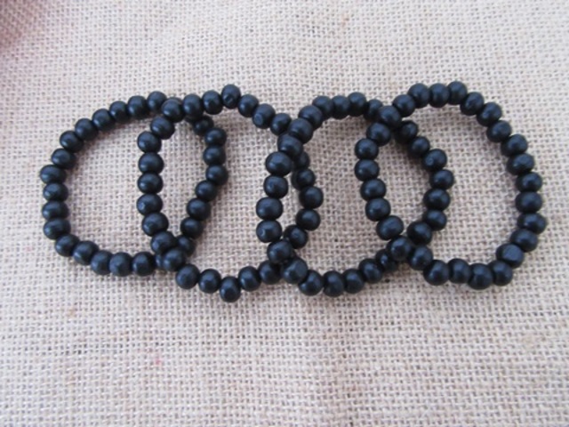 30Pcs Black Elastic Wooden Beaded Bracelets Wholesale - Click Image to Close