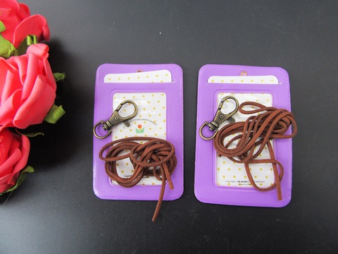 12set Purple Leather ID Credit Card Holder With Clasp - Click Image to Close
