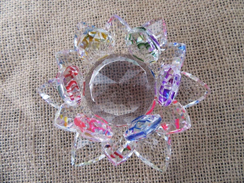 1X Stunning Colourful Crystal Lotus Flower Art Deco 10x6x5.4cm - Click Image to Close