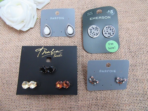 12Sheets Metal Earrings Studs Assorted Retail Package - Click Image to Close