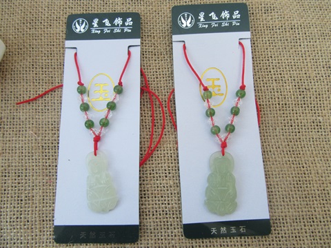12Pcs Fashion Jade Kwan-yin Necklaces with Red String - Click Image to Close