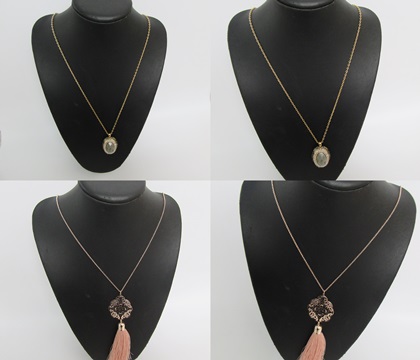 12Pcs New Fashion Metal Chain Necklace with Assorted Pendant - Click Image to Close
