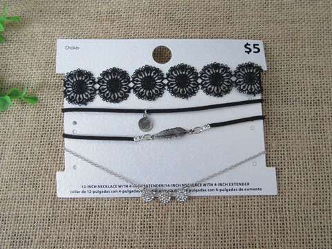 12Sheets X 4Pcs Fashion Choker Pendant Chain Necklace Jewelry As - Click Image to Close