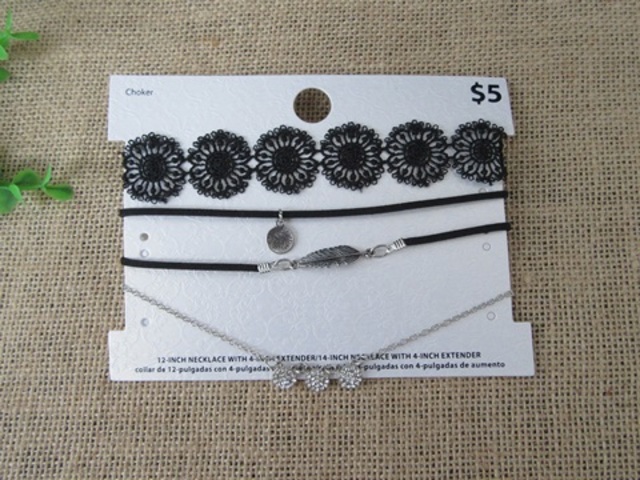 12Sheets X 4Pcs Fashion Choker Pendant Chain Necklace Jewelry As