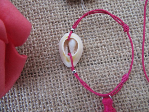 12Pcs Natural Shell Bracelets Elastic Hair Band - Pink - Click Image to Close