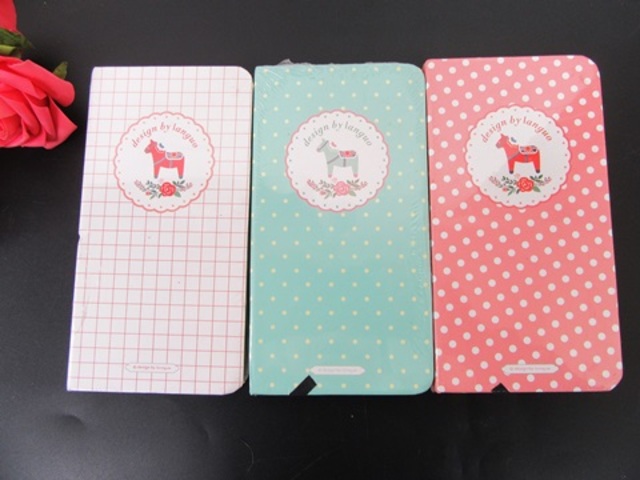 3Pcs Blank Kraft & White Pony Unicorn Pattern Notebooks Memo Pad