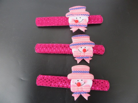 12Pcs Pink Snowman Magic Ruler Slap Band Bracelets - Click Image to Close