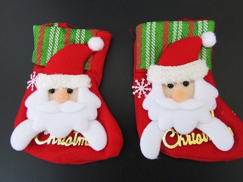 12X Christmas Felt Santa Claus Stocking Xmas Hanging Gift Bag - Click Image to Close