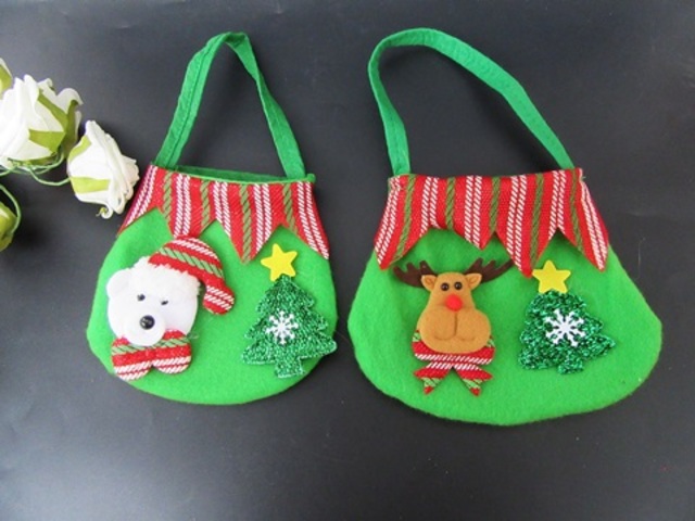 12Pcs Green Bear Christmas Candy Bag Hand Bag Gift Bag - Click Image to Close