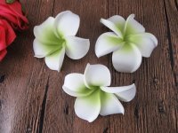 12Pcs New White & Green Fabulous Foam Frangipani Flower 8.5x4cm 12Pcs New White & Green Fabulous Foam Frangipani Flower 8.5x4cm
