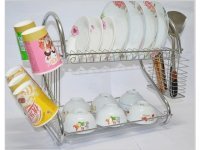 1Set 2-Layer Dish Rack Plate Drainer Stand Display