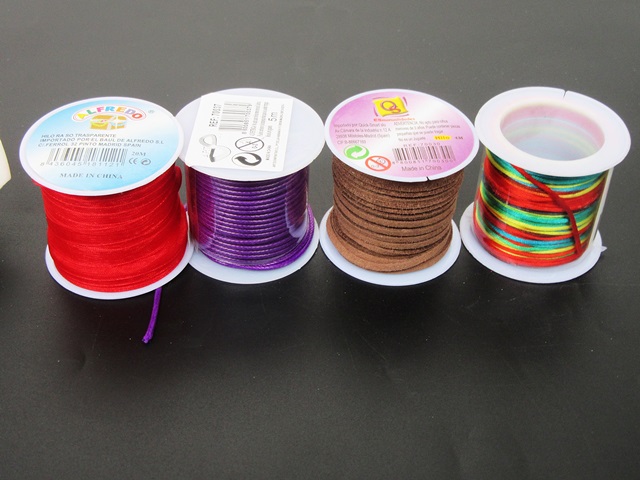 12Rolls Jewellery Thong Craft Leather String Suede Thread Colour - Click Image to Close