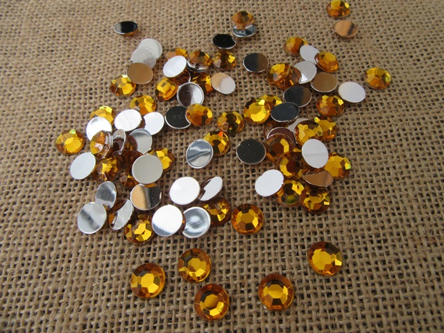 500 Golden Flat Back Diamonds Rhinestones 10mm - Click Image to Close