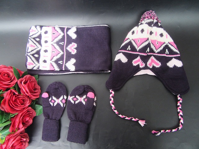 2x1Set Fashion Knitted Winter Warm Hat/Scarf/Gloves Set - Click Image to Close