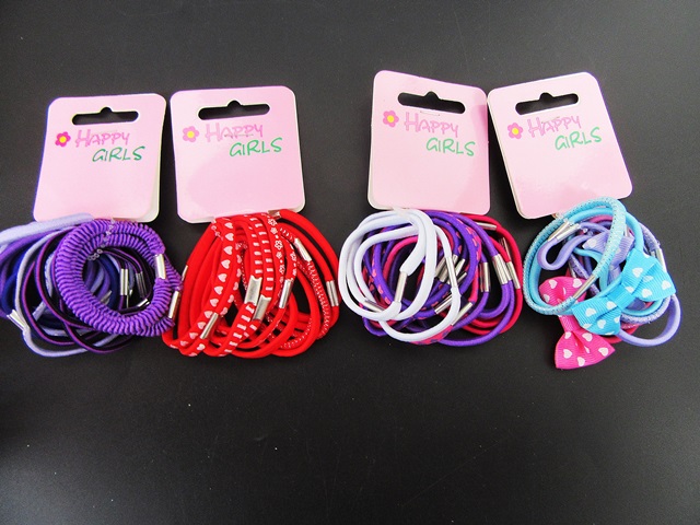 12Sheets Elastic Hair Band Ponytail Holders Hair Tie Assorted - Click Image to Close