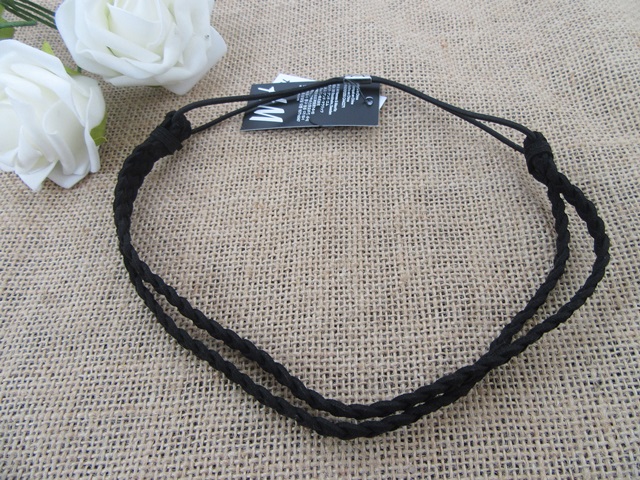 10Pcs Black Braided Knitted Headbands Hair Band 12mm Wide - Click Image to Close