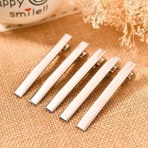 100Pcs Metal Hair Clips Base Barrette Finding 66mm Long Wholesal - Click Image to Close