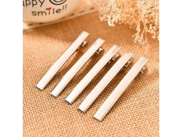 100Pcs Metal Hair Clips Base Barrette Finding 66mm Long Wholesal - Click Image to Close