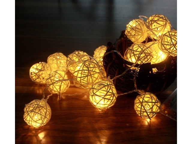 5Set Ivory Rattan Ball 20LED Fairy String Light Home GardenDecor