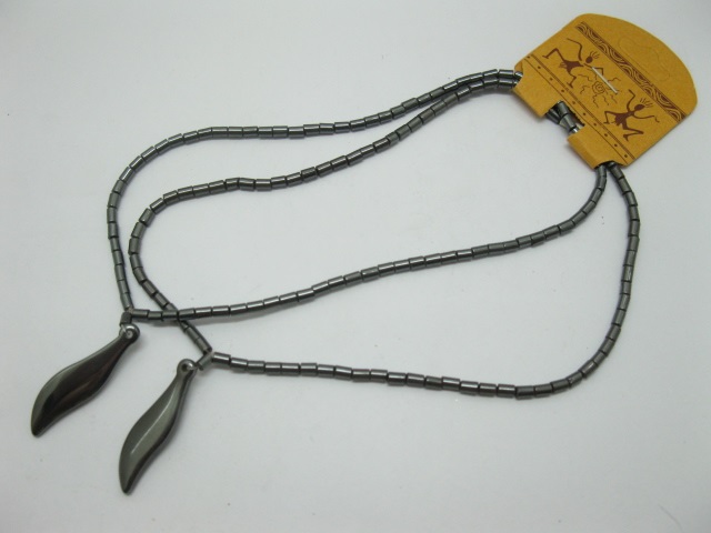 24 Hematite Necklaces with Capsicum Pendant - Click Image to Close