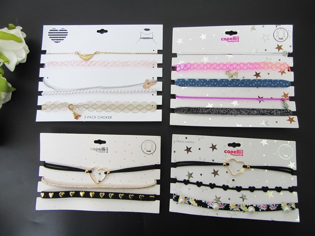 12Sheets Choker Necklace Plastic PU Leather Lace Necklace - Click Image to Close