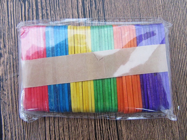 200 Art Wooden Craft Stick Paddle Pop Natural Wood Mixed Color - Click Image to Close