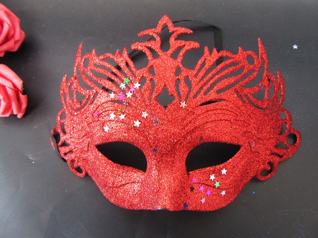 12Pcs Shiny Powder Dress-up Masks Party Favor Mixed Color - Click Image to Close