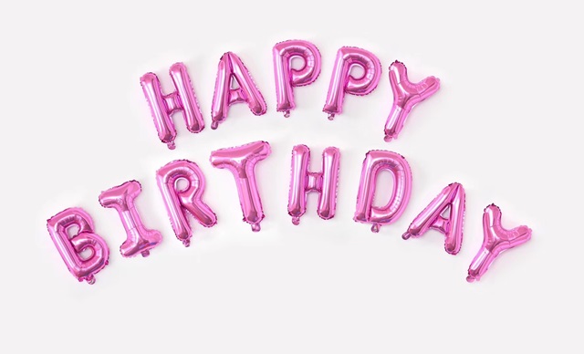 1Set Pink Happy Birthday Letters Foil Balloon Set Party Favor - Click Image to Close