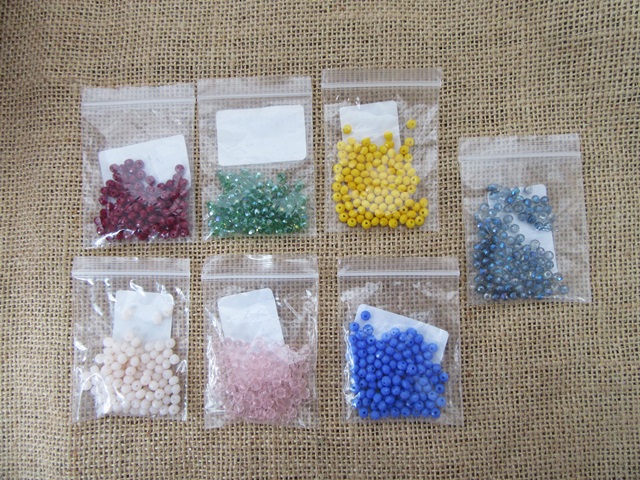 30Packets X 100Pcs Plastic Round Beads 4mm Mixed Color