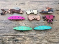 12Pcs Handmade Wooden Hair Clips Barrettes Assorted