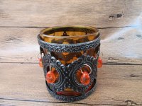 10Pcs Filigree Metal Round Candle Holder With Glass Cup 76x75m 10Pcs Filigree Metal Round Candle Holder With Glass Cup 76x75m
