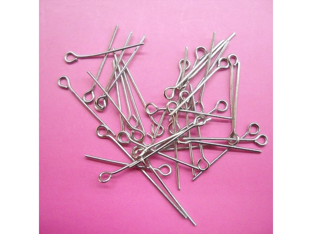 500Gram Nickel Plated Eye Pins Jewelry Finding 28mm Long