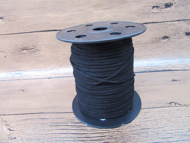 100Yards Black Velvet Leather Lace Spool Jewelry Making Thread - Click Image to Close