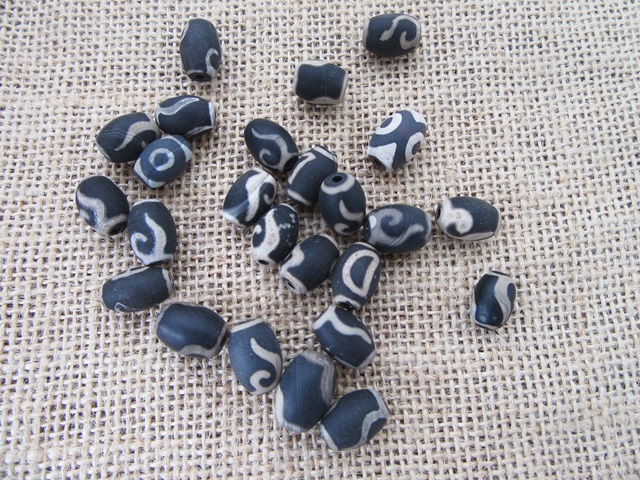 100Pcs Normal Quality Black Drum Gemstone Beads 14x10mm - Click Image to Close