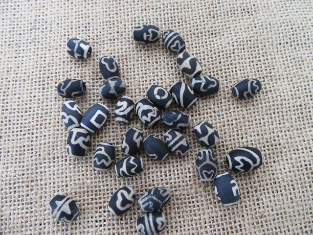200Pcs Tribal Black Drum Gemstone Beads 14x10mm - Click Image to Close