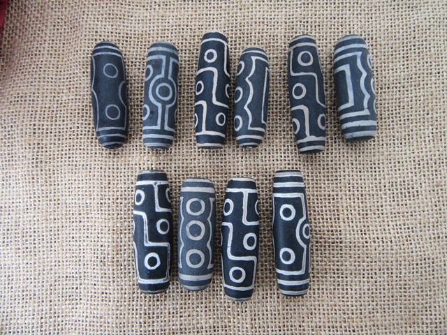 10Pcs Gaint Tribal Black Stone Beads Gemstone Beads 60x19mm