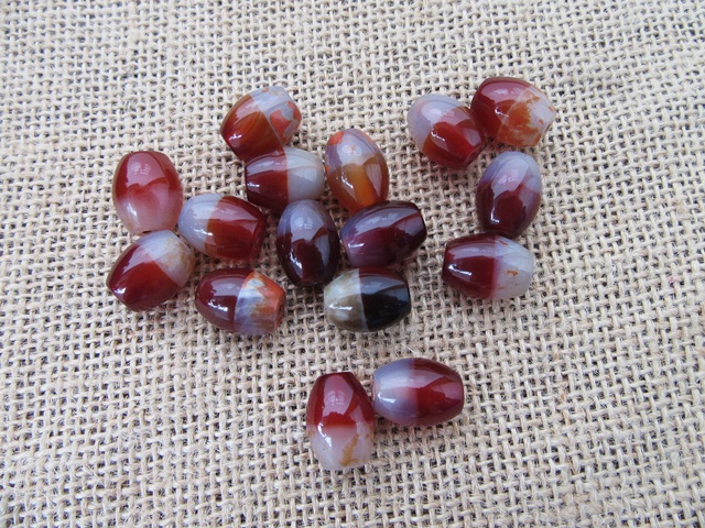 50Pcs Oval White & Red Stone Beads 15x12mm Mixed - Click Image to Close