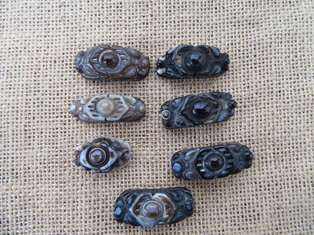 20Pcs Carved Stone Beads Charms for Jewellery Making Assorted - Click Image to Close