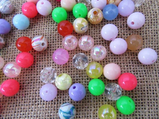 530Grams (550Pcs) Round Plastic Beads Assorted 12mm Dia. - Click Image to Close