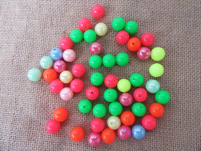 500Grams (320Pcs) Round Plastic Beads Assorted 14mm Dia. - Click Image to Close