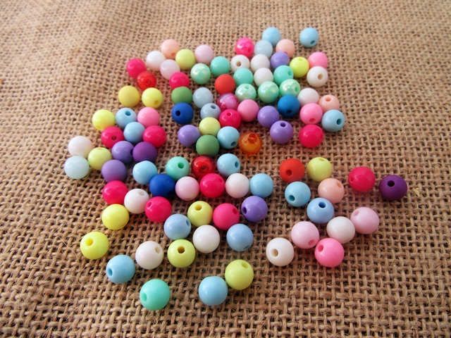 500Grams (1800Pcs) Candy Color Round Plastic Beads 8mm - Click Image to Close