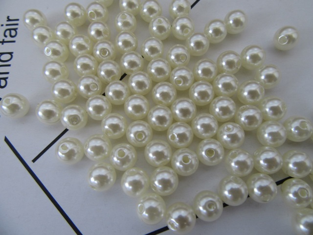 500 Ivory Round Simulate Pearl Loose Beads 10mm - Click Image to Close