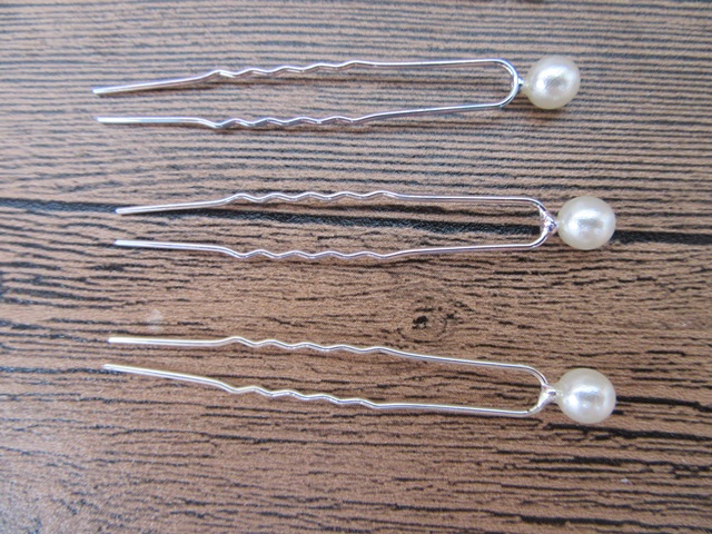 12Pkts X 6Pcs Bridal Hair Pin with Pearl Party Wedding Favor - Click Image to Close