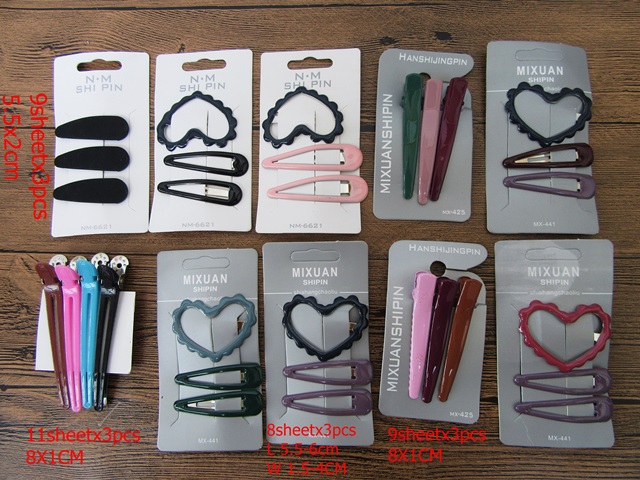 37Sheet New Hair Clips BB Snap Horn Clip Assorted Retail Package - Click Image to Close