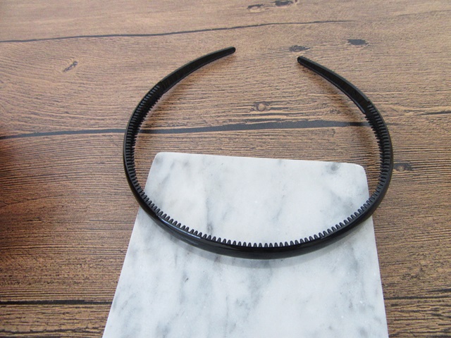 12Pcs Shiny Plain Black Headbands Hair Band Hair Hoop with Teeth - Click Image to Close