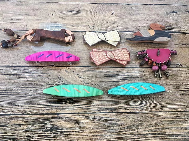 12Pcs Handmade Wooden Hair Clips Barrettes Assorted - Click Image to Close